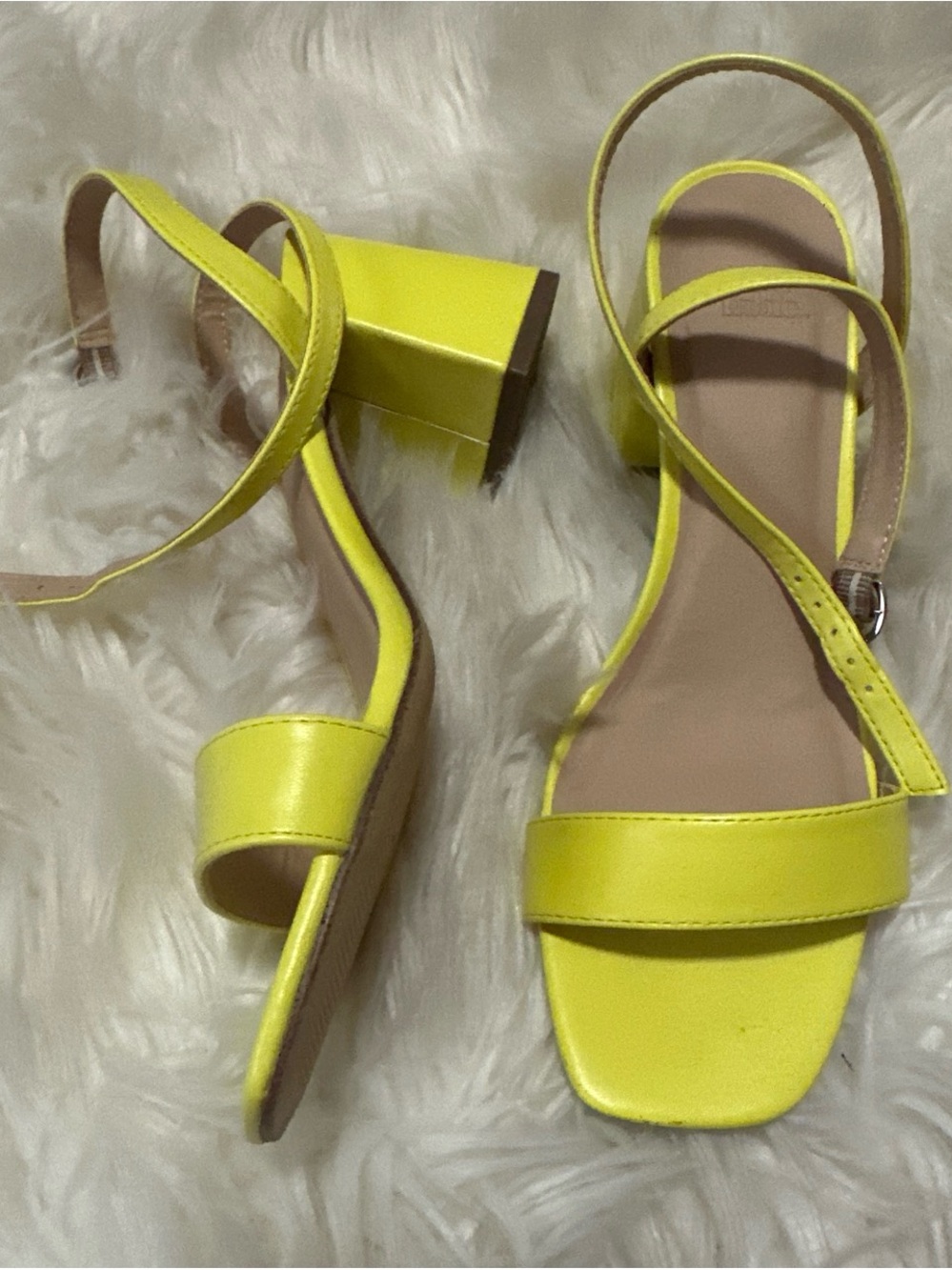 wild fable Yellow Block Heel Sandals with Ankle Strap never worn
